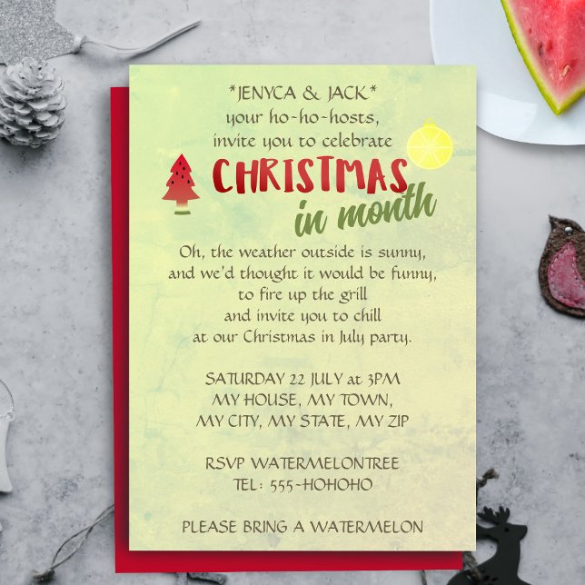 Navidades En Cualquier Mes Invitaciones De Fiesta (🍉 Celebrate Christmas in Any Month! Who says it has to be in December? 🍉  )