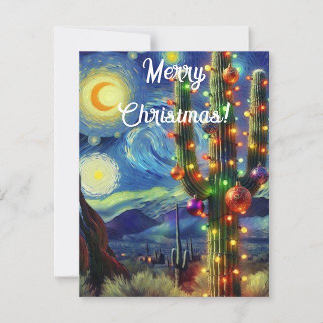 Navidades en el desierto Saguaro Cactus al suroest (Anverso)