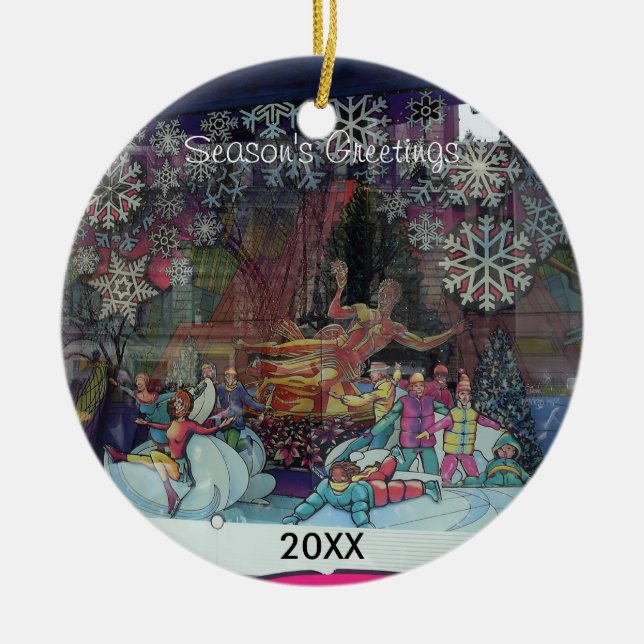 Navidades en el ornamento de la ventana de la tien (Frente)