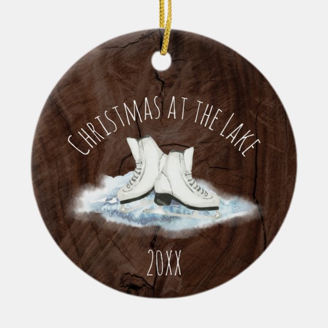 Navidades en el ornamento del lago Cerámico (Frente)