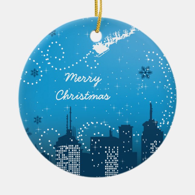 Navidades en el ornamento personalizado de la ciud (Frente)