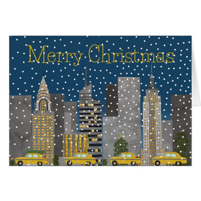 Navidades en el Personalizable Snowy de la ciudad  (Anverso (Horizontal))