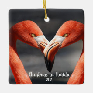 Navidades en Florida Ornamento de Amor Flamingo