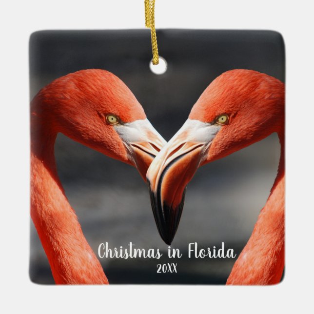 Navidades en Florida Ornamento de Amor Flamingo (Anverso)