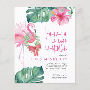 Navidades en julio Flyer Watercolor Flamingo