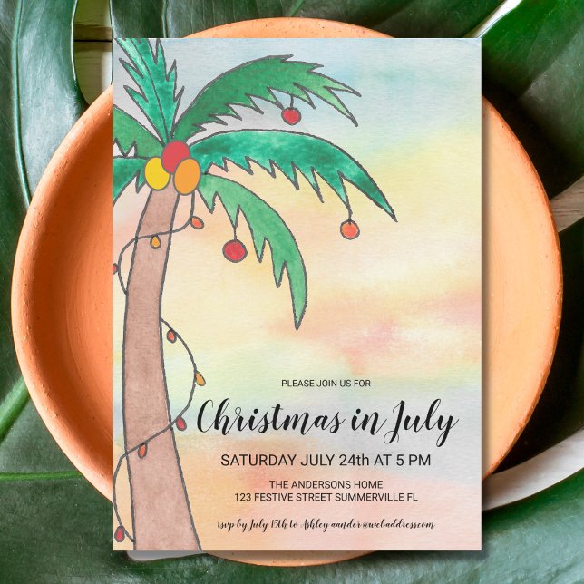 Navidades En Julio Invitación De La Fiesta De Palm (Subido por el creador)