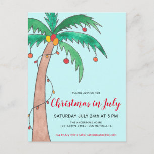 Navidades En Julio Invitación Fiesta Palm Postcard