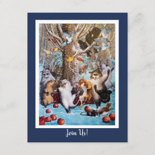 Navidades en la invitación a los animales divertid