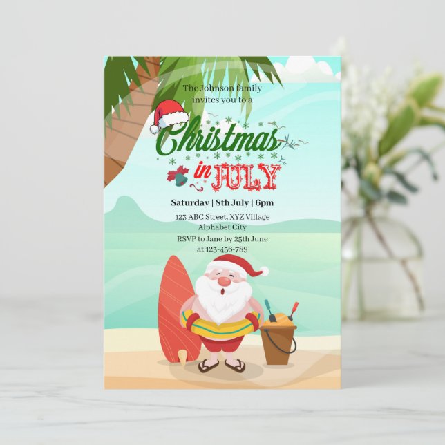 Navidades en la invitación de julio (Anverso de pie)