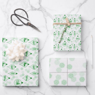 Navidades en toile en verde. Hojas de papel de aju
