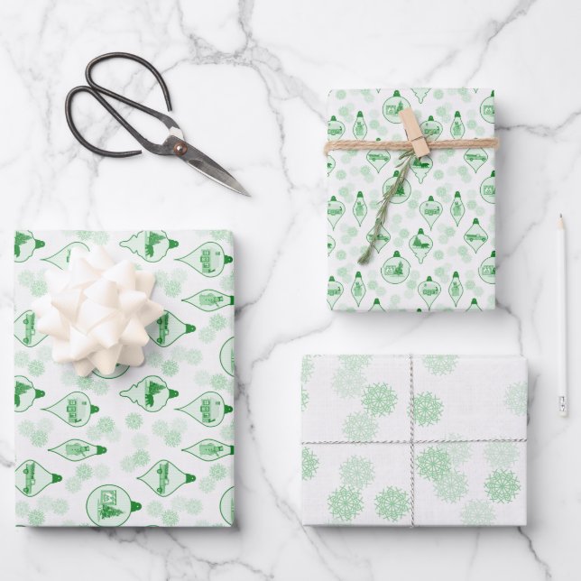 Navidades en toile en verde. Hojas de papel de aju (Anverso)