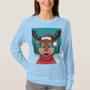 Navidades encantadores renos enfrentan camiseta pa