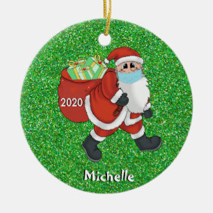 Navidades Enfrentan Máscara Santa 2020 Ornamento