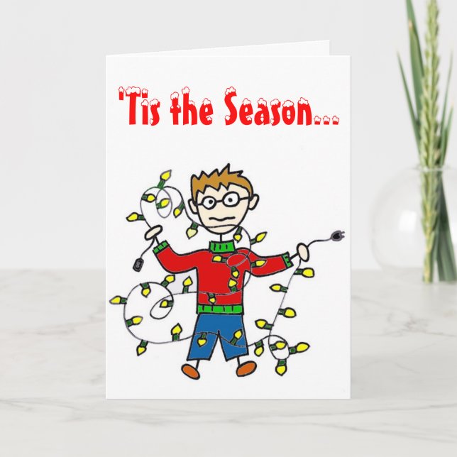 Navidades enmarañados iluminan tarjeta de saludo (Anverso)