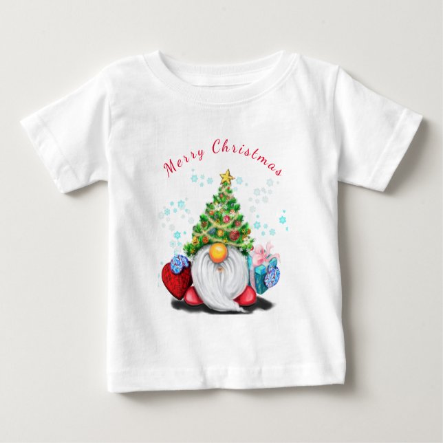 Navidades entregan a bebé camiseta Gnome feliz con (Anverso)