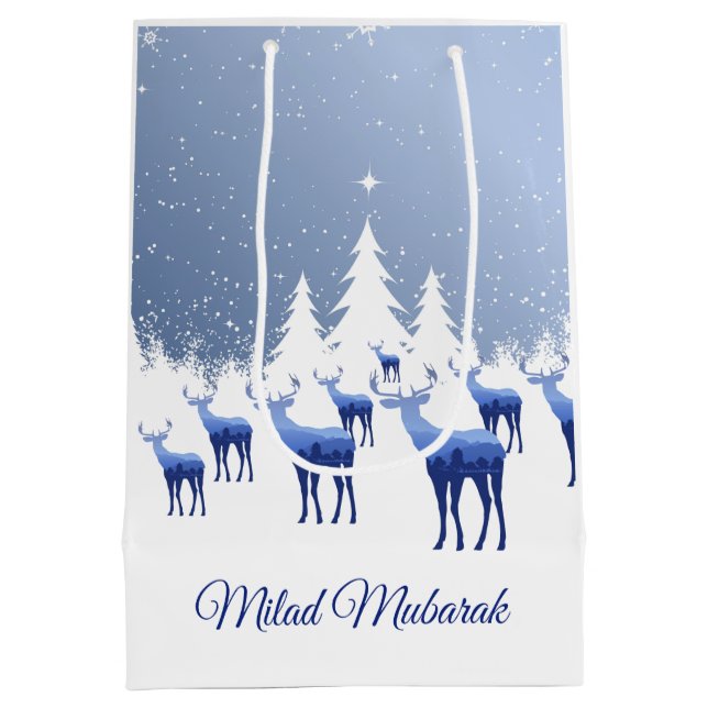 Navidades entregan bolsa azul Deer Milad Mubarak (Reverso)