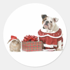 NAVIDADES ENVELOPE PEGATINA BULLDOG Y BUNNY