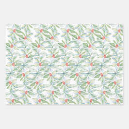 Navidades envolver papel acuarela Botánica