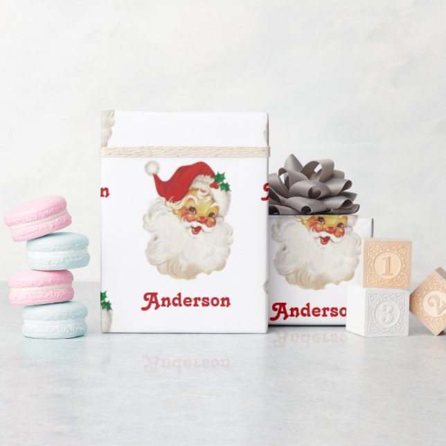 Navidades envolver papel Vintage Santa Nombre pers (Baby Shower)