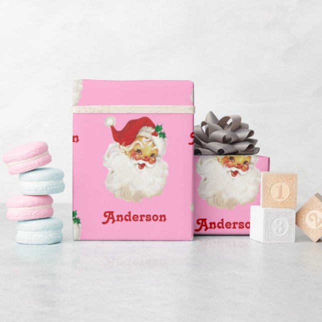 Navidades envolver papel Vintage Santa Nombre pers (Baby Shower)