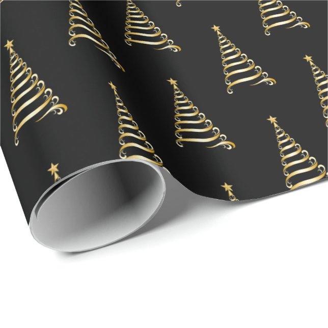 Navidades envolviendo árbol de oro y papel (Esquina del rollo)