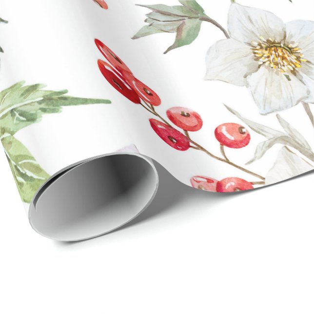 Navidades envolviendo papel (blanco) (Esquina del rollo)