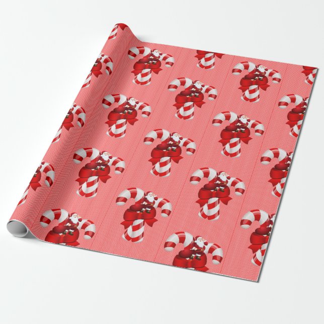 Navidades envolviendo papel Candy Cane Red Stripe (Desenrollado)