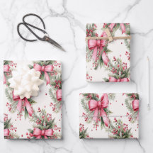 Navidades envolviendo papel con arcos rosados