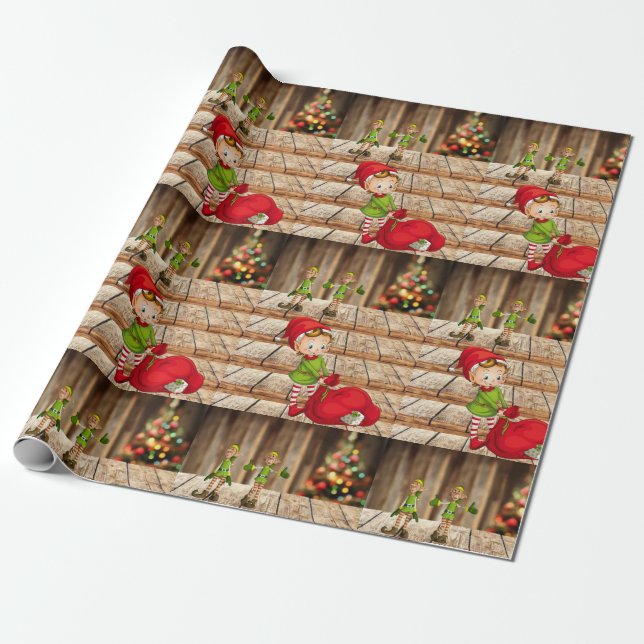 Navidades envolviendo papel Elf (Desenrollado)