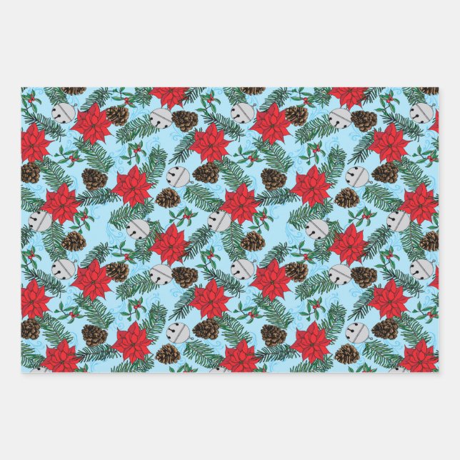 Navidades envolviendo papel en azul (Anverso)