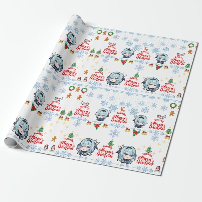 Navidades envolviendo papel Eula Genshin Pixel (Desenrollado)