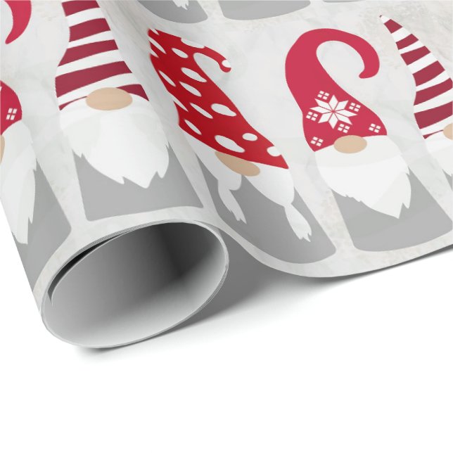 Navidades envolviendo papel - Gnomes en fila (Esquina del rollo)