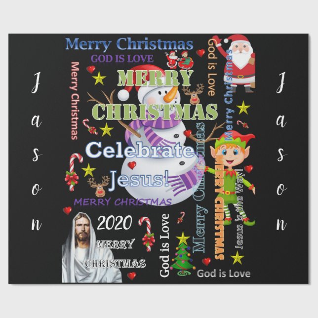 Navidades envolviendo papel Jesus Santa 2020 (Superficie plana)