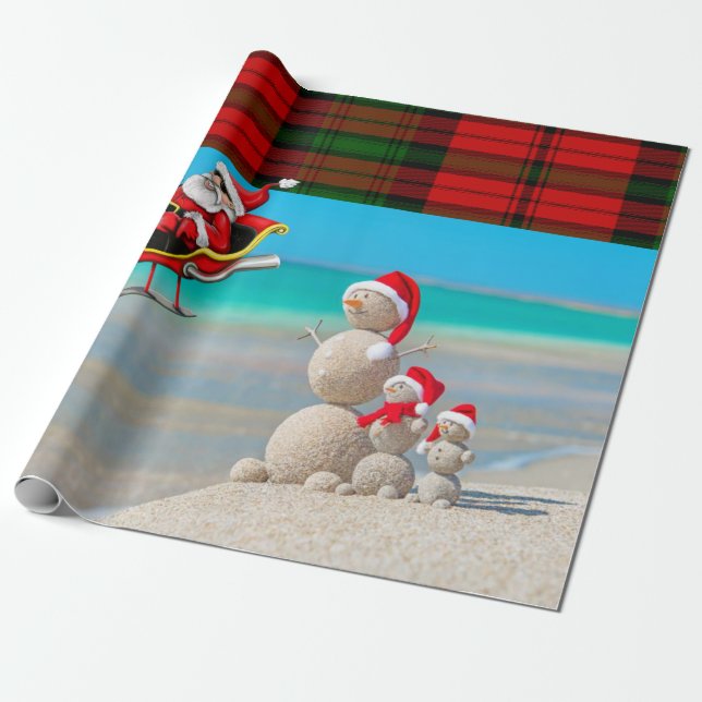 Navidades envolviendo papel Summer Snowman Santa (Desenrollado)
