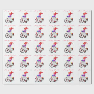 Navidades envolviendo un rollo de papel con bicicl