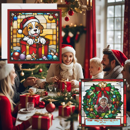 Navidades envueltos Cachorro Faux Vidrio Manchado