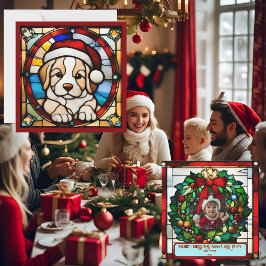 Navidades envueltos Cachorro Faux Vidrio Manchado