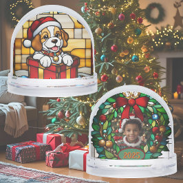 Navidades envueltos Cachorro Faux Vidrio Manchado