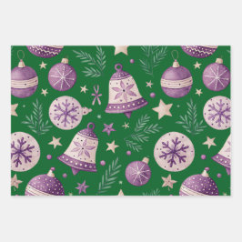 Navidades envueltos de papel de 3 - Púrpura de cam