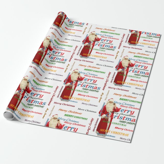 Navidades envueltos de papel Feliz Navidad Santa (Desenrollado)