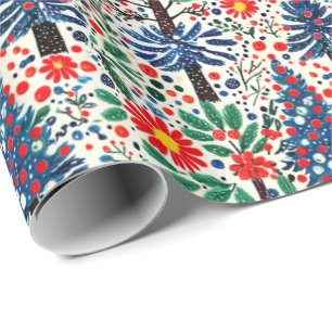 Navidades Envuelven Papel Con Árboles Coloridos