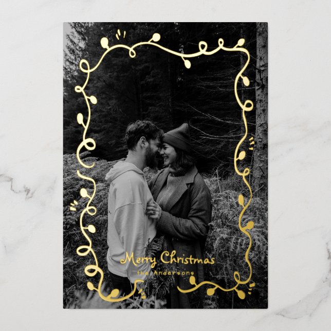 Navidades esbozados tarjeta de festividad fotográf (Anverso)