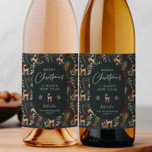 Navidades escandinavos Etiqueta de botellas de vin