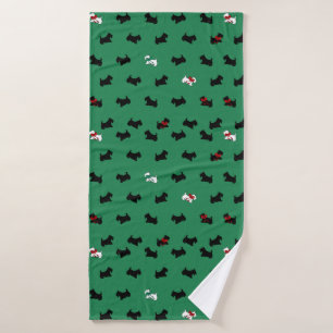 Navidades Escocesa Terrier Toalla de Baño Grande