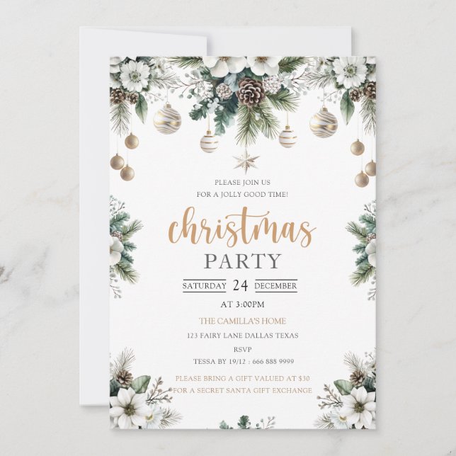 Navidades Estrellas Fiesta Invitación moderna a la (Anverso)