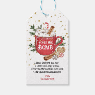 Navidades etiqueta de bomba de cacao caliente etiq