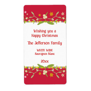 Navidades etiqueta personalizada de vino mistletoe