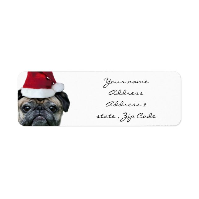 Navidades etiquetas de dirección de pug (Frente)