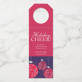 Navidades etiquetas de vino baubles azul rojo pers