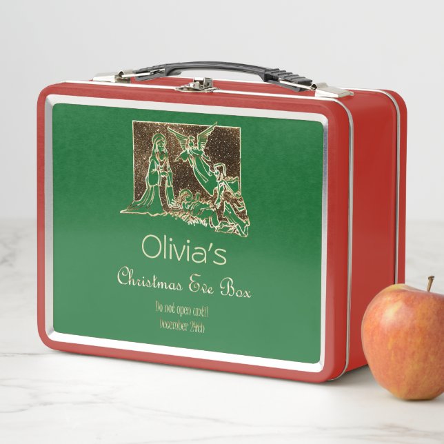 Navidades Eve Box Nativity Scene Red Green Gold (In situ)